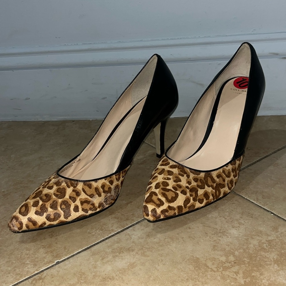Cole Haan Leopard print and Black Heels